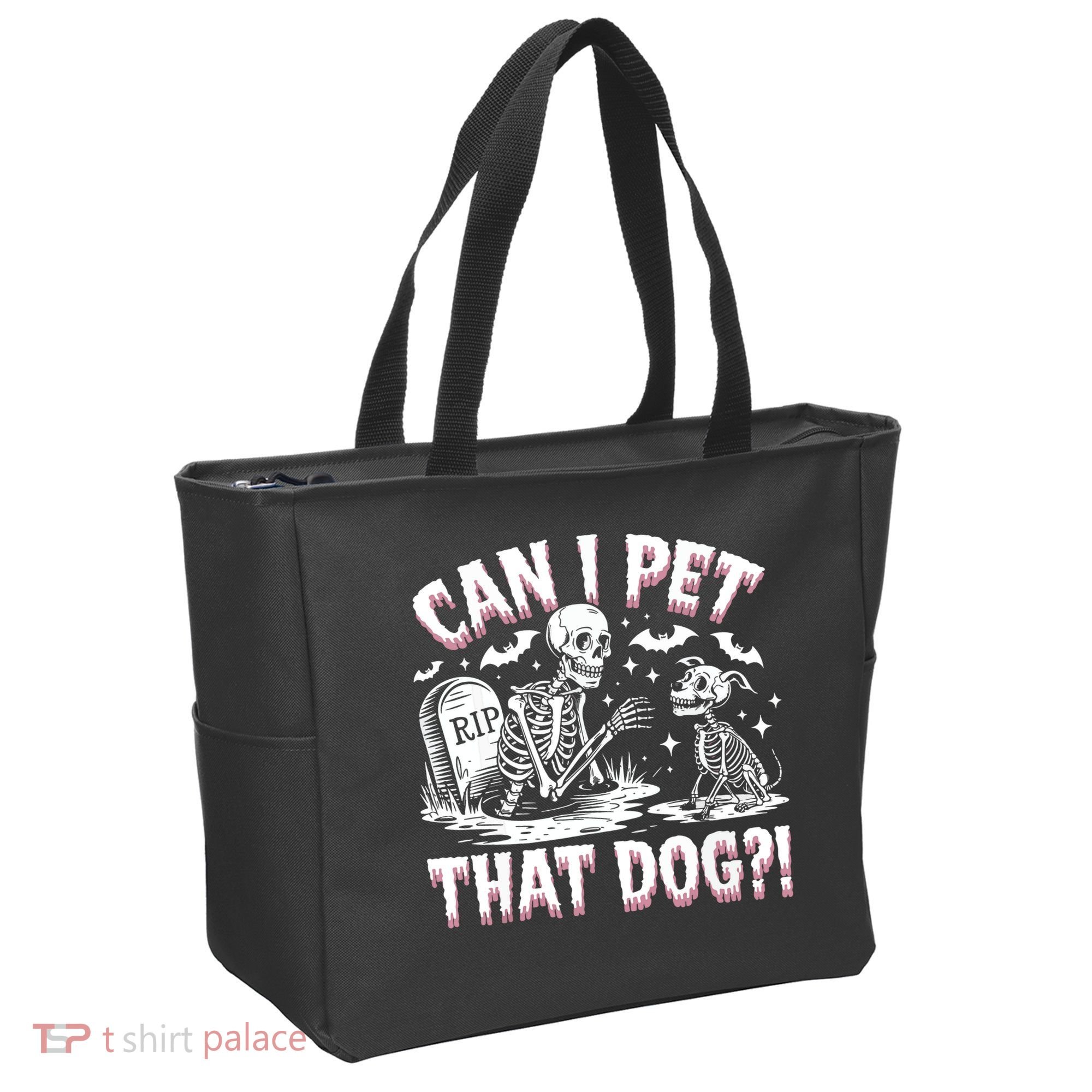 Funny Can I Pet This Dog Skeleton Halloween Dog Skeleton Tote Bag