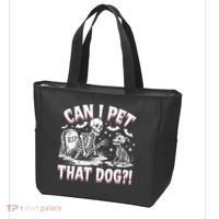 Funny Can I Pet This Dog Skeleton Halloween Dog Skeleton Tote Bag thumb 3