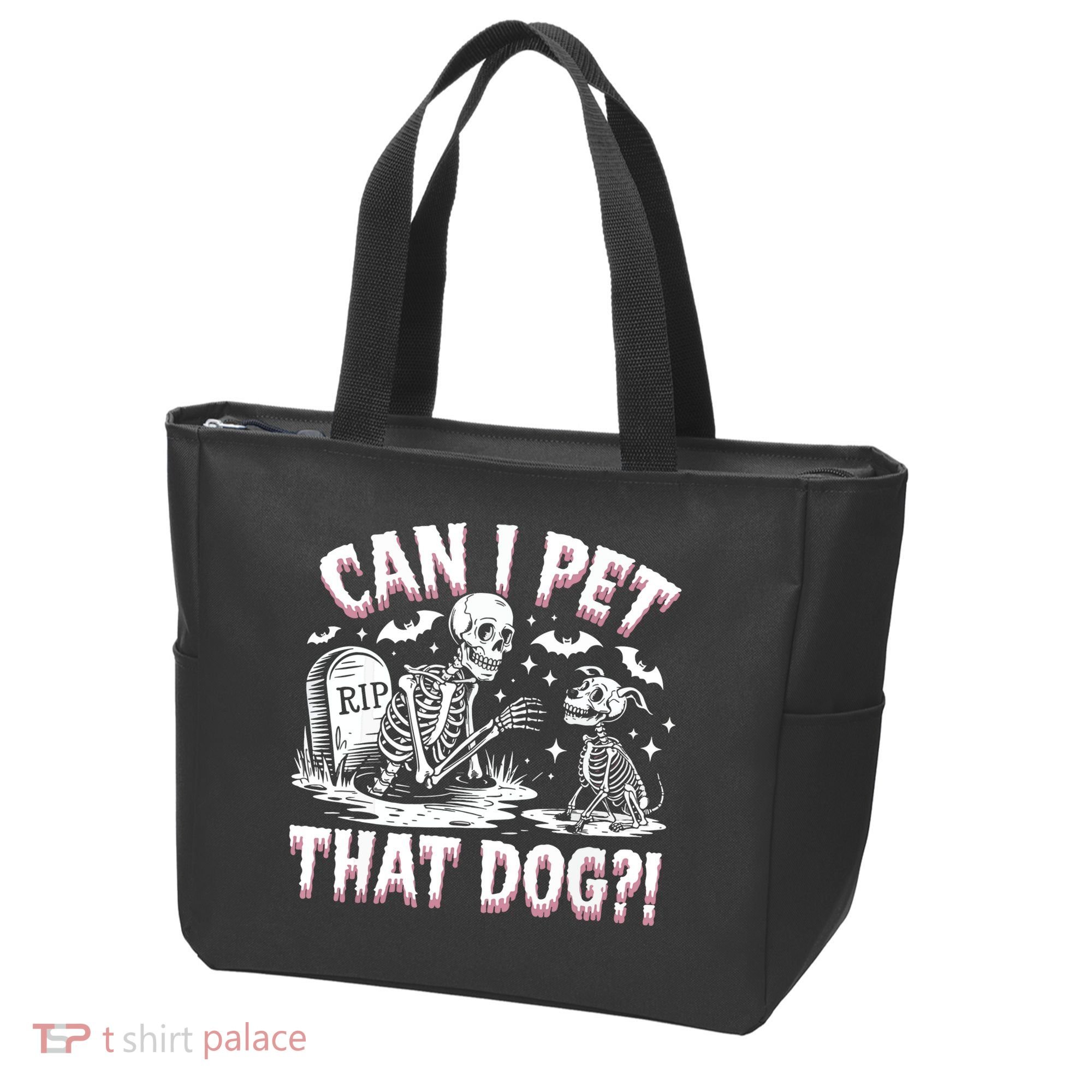 Funny Can I Pet This Dog Skeleton Halloween Dog Skeleton Tote Bag