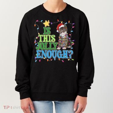 Funny Christmas Is This Jolly Enough Tangled Lights Cat Women's Sweatshirt