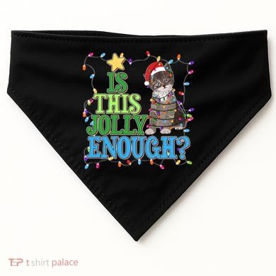 Funny Christmas Is This Jolly Enough Tangled Lights Cat USA-Made Doggie Bandana