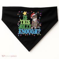 Funny Christmas Is This Jolly Enough Tangled Lights Cat USA-Made Doggie Bandana thumb 0