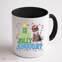 Funny Christmas Is This Jolly Enough Tangled Lights Cat Coffee Mug thumb 1