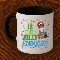 Funny Christmas Is This Jolly Enough Tangled Lights Cat Coffee Mug thumb 2