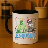 Funny Christmas Is This Jolly Enough Tangled Lights Cat Coffee Mug thumb 4