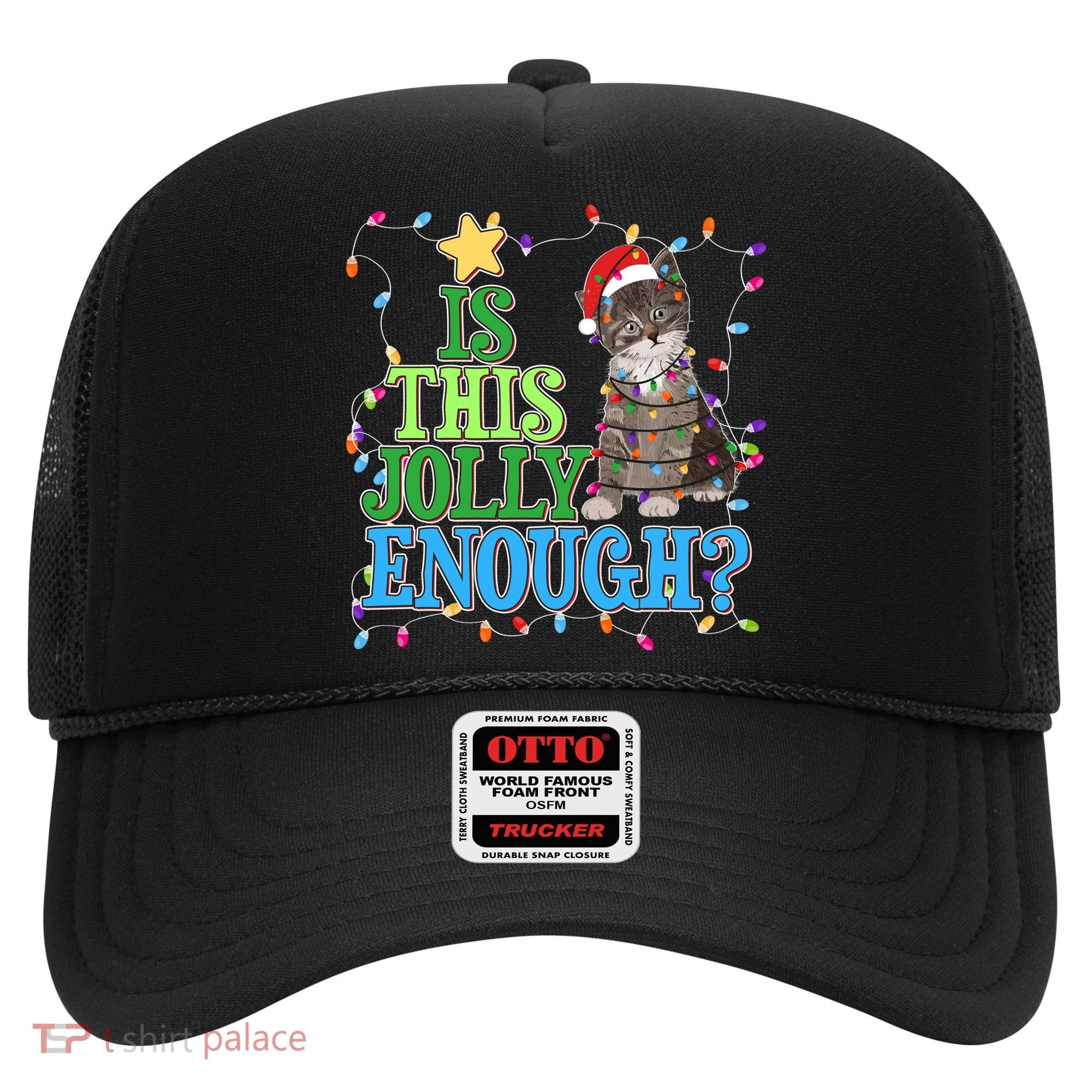 Funny Christmas Is This Jolly Enough Tangled Lights Cat Hat