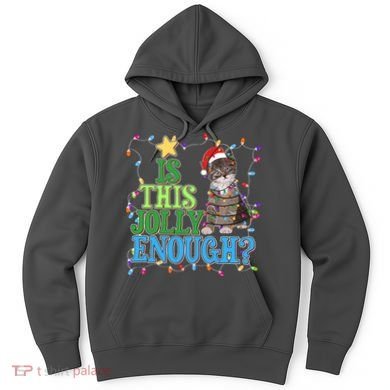 Funny Christmas Is This Jolly Enough Tangled Lights Cat Hoodie