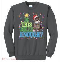 Funny Christmas Is This Jolly Enough Tangled Lights Cat Sweatshirt thumb 0