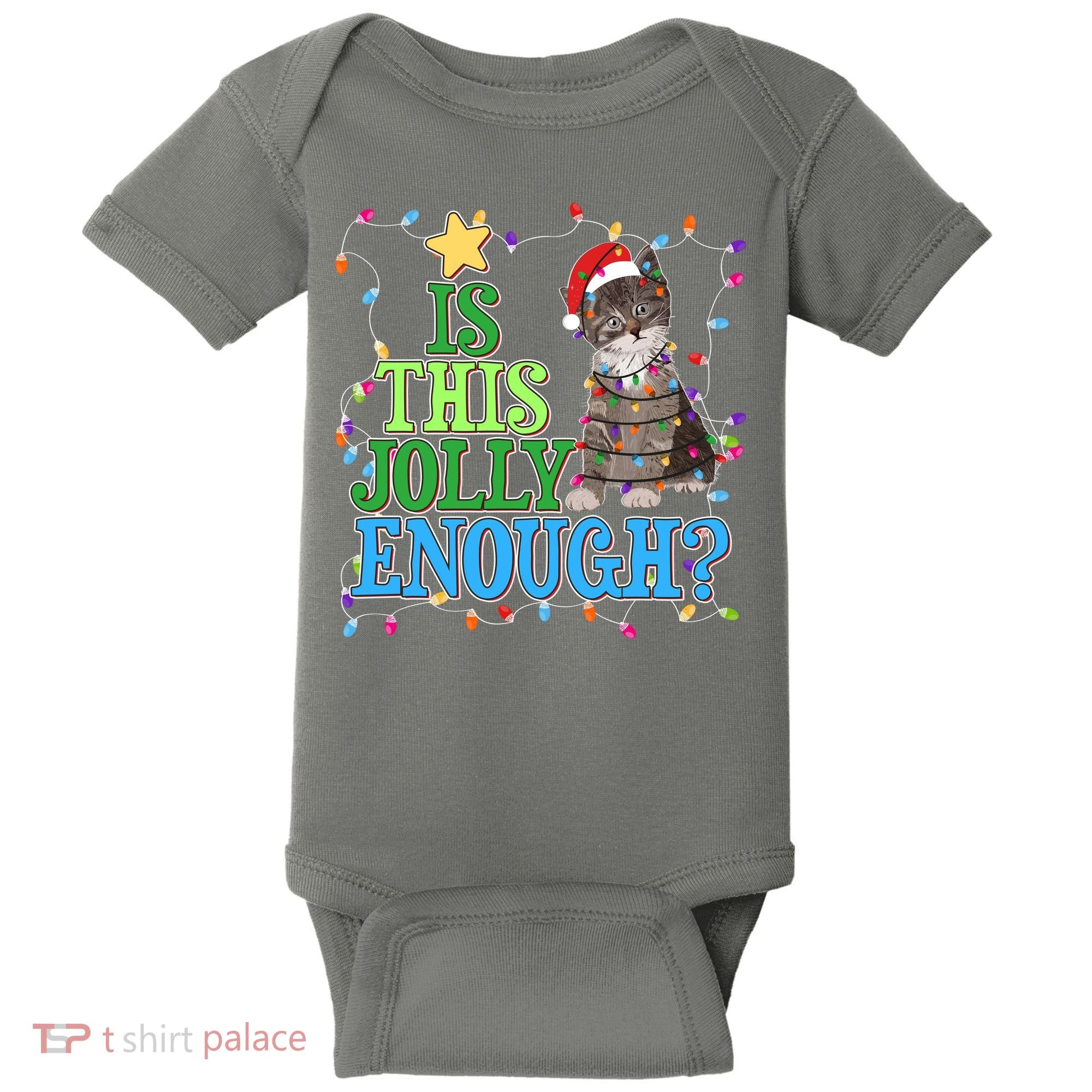 Funny Christmas Is This Jolly Enough Tangled Lights Cat Baby Bodysuit