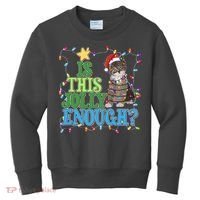 Funny Christmas Is This Jolly Enough Tangled Lights Cat Kids Sweatshirt thumb 0