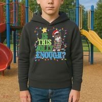 Funny Christmas Is This Jolly Enough Tangled Lights Cat Kids Hoodie thumb 2