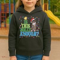 Funny Christmas Is This Jolly Enough Tangled Lights Cat Kids Hoodie thumb 3