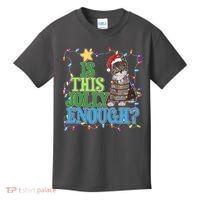 Funny Christmas Is This Jolly Enough Tangled Lights Cat Kids T-Shirt thumb 0