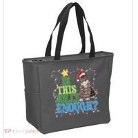 Funny Christmas Is This Jolly Enough Tangled Lights Cat Tote Bag thumb 2
