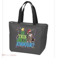 Funny Christmas Is This Jolly Enough Tangled Lights Cat Tote Bag thumb 3