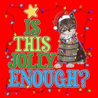 Funny Christmas Is This Jolly Enough Tangled Lights Cat Santa Hat thumb 1