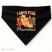 Funny Cute I Love Fall Prevention Retro Cartoon Socks Autumn Lover USA-Made Doggie Bandana thumb 0