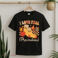 Funny Cute I Love Fall Prevention Retro Cartoon Socks Autumn Lover T-Shirt thumb 2