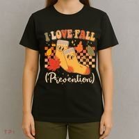 Funny Cute I Love Fall Prevention Retro Cartoon Socks Autumn Lover T-Shirt thumb 4