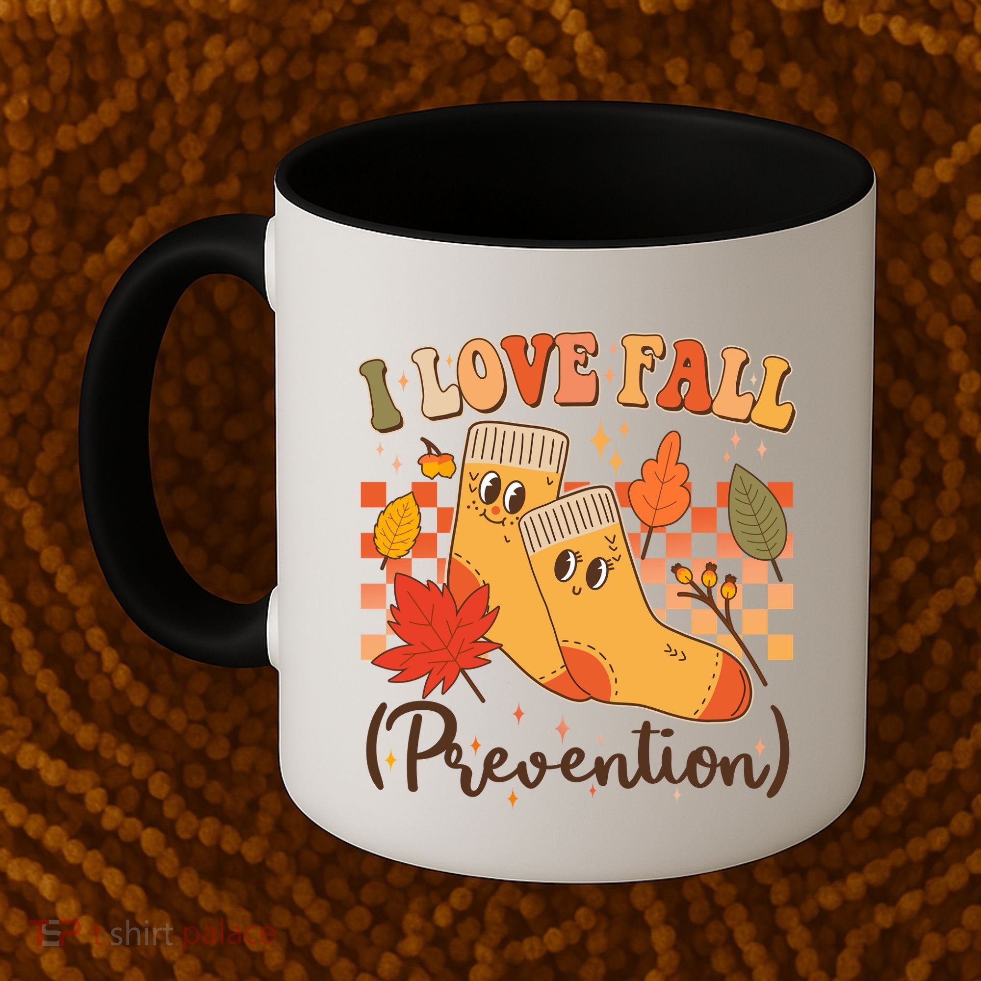 Funny Cute I Love Fall Prevention Retro Cartoon Socks Autumn Lover Coffee Mug