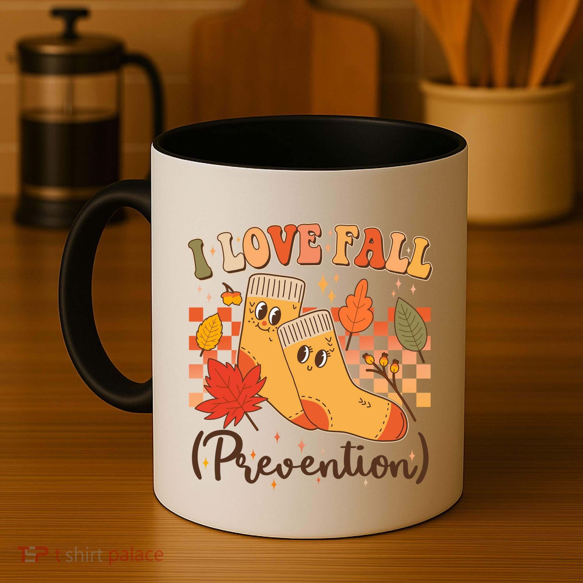 Funny Cute I Love Fall Prevention Retro Cartoon Socks Autumn Lover Coffee Mug