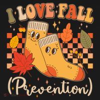 Funny Cute I Love Fall Prevention Retro Cartoon Socks Autumn Lover Polo thumb 3