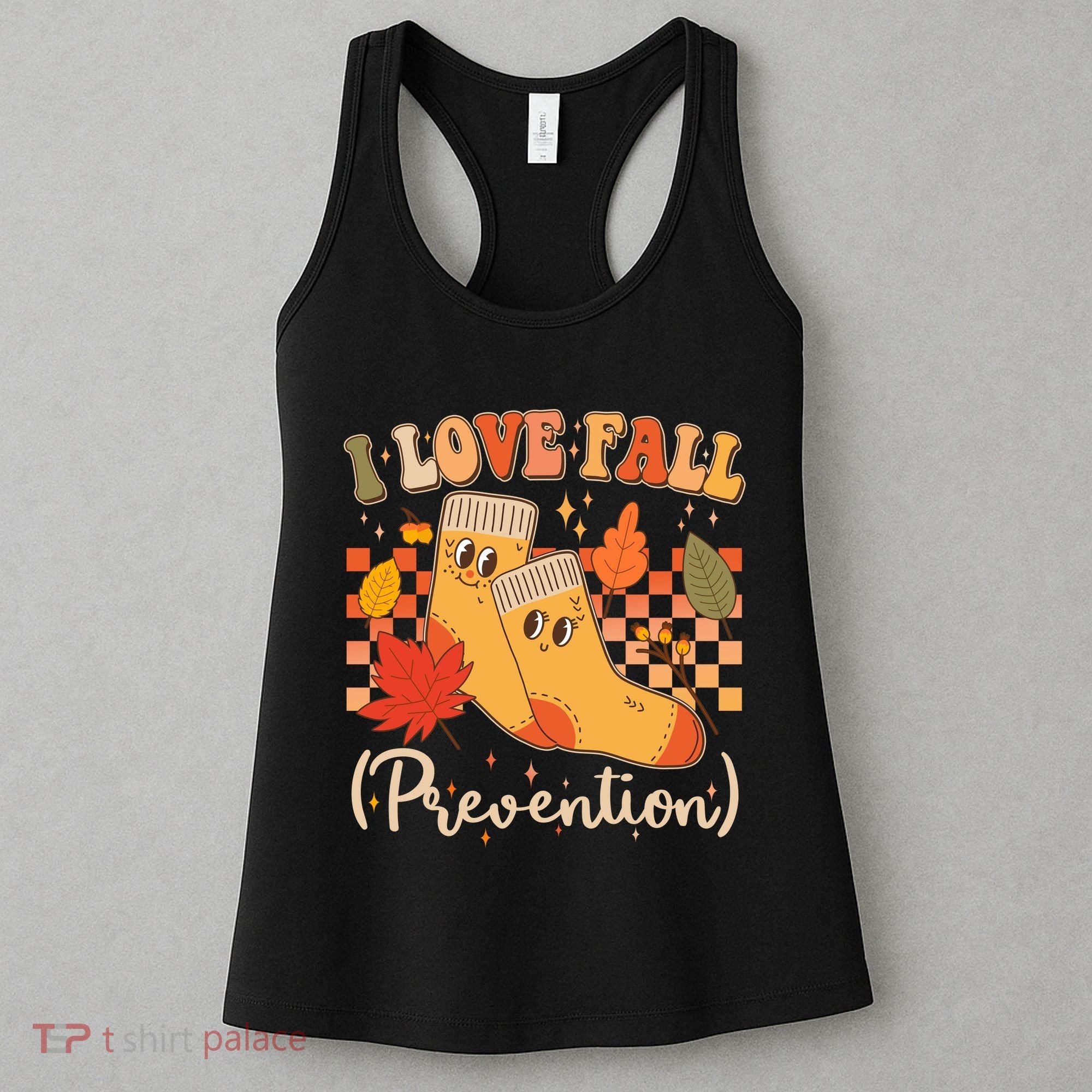 Funny Cute I Love Fall Prevention Retro Cartoon Socks Autumn Lover Women's Tank Top