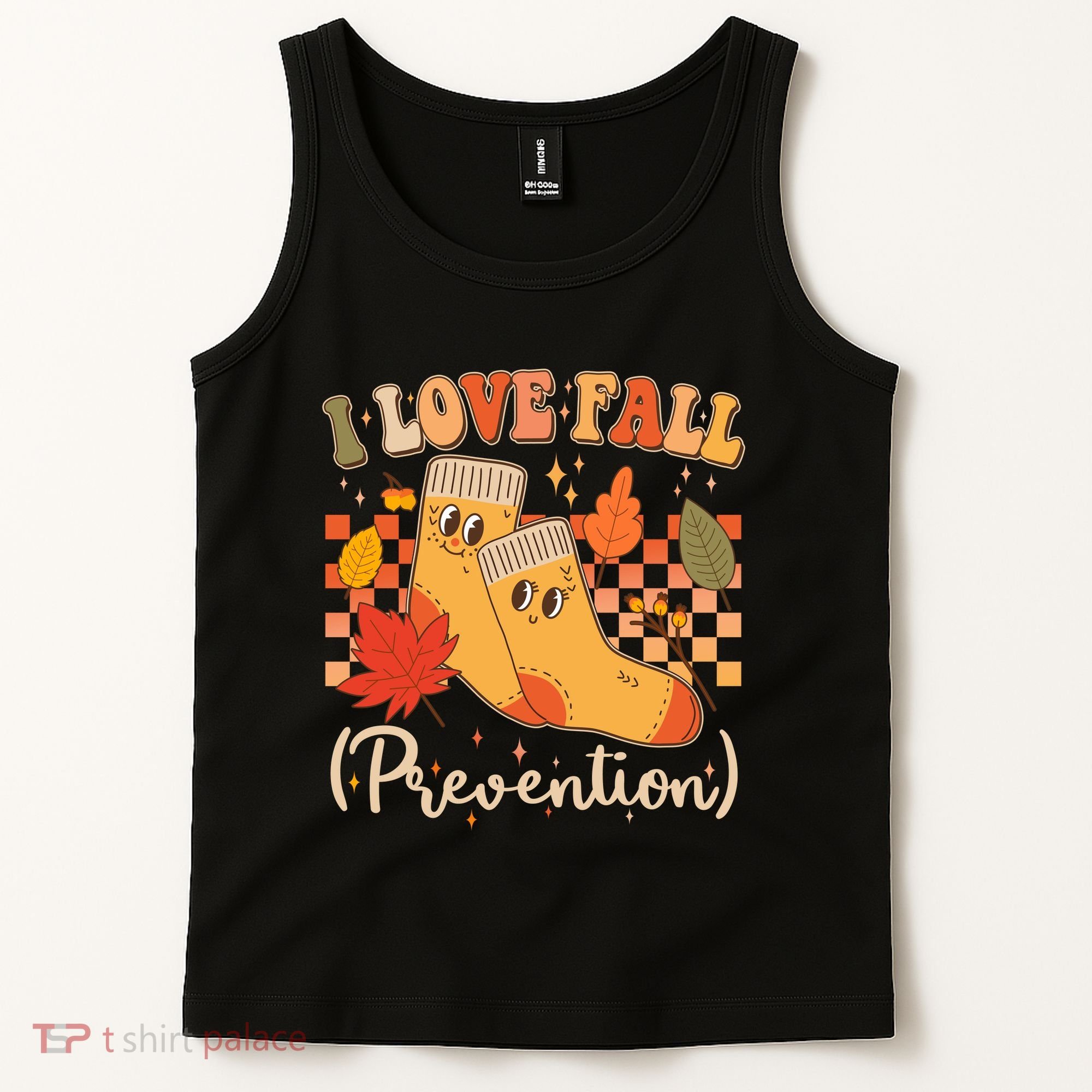 Funny Cute I Love Fall Prevention Retro Cartoon Socks Autumn Lover Tank Top