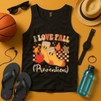 Funny Cute I Love Fall Prevention Retro Cartoon Socks Autumn Lover Tank Top thumb 4