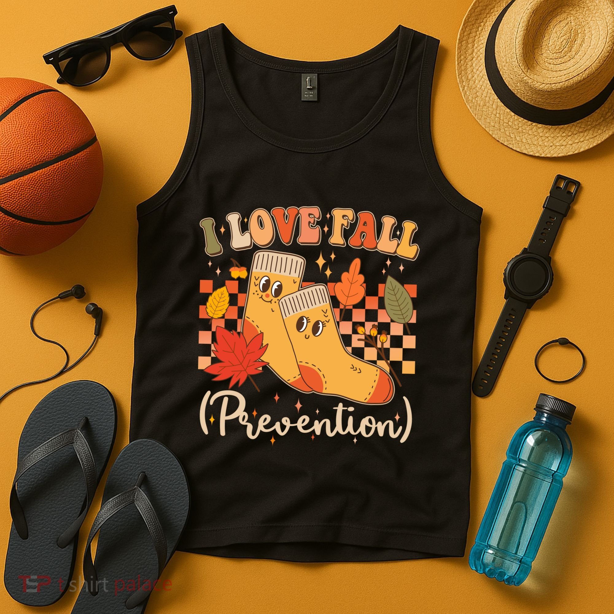 Funny Cute I Love Fall Prevention Retro Cartoon Socks Autumn Lover Tank Top