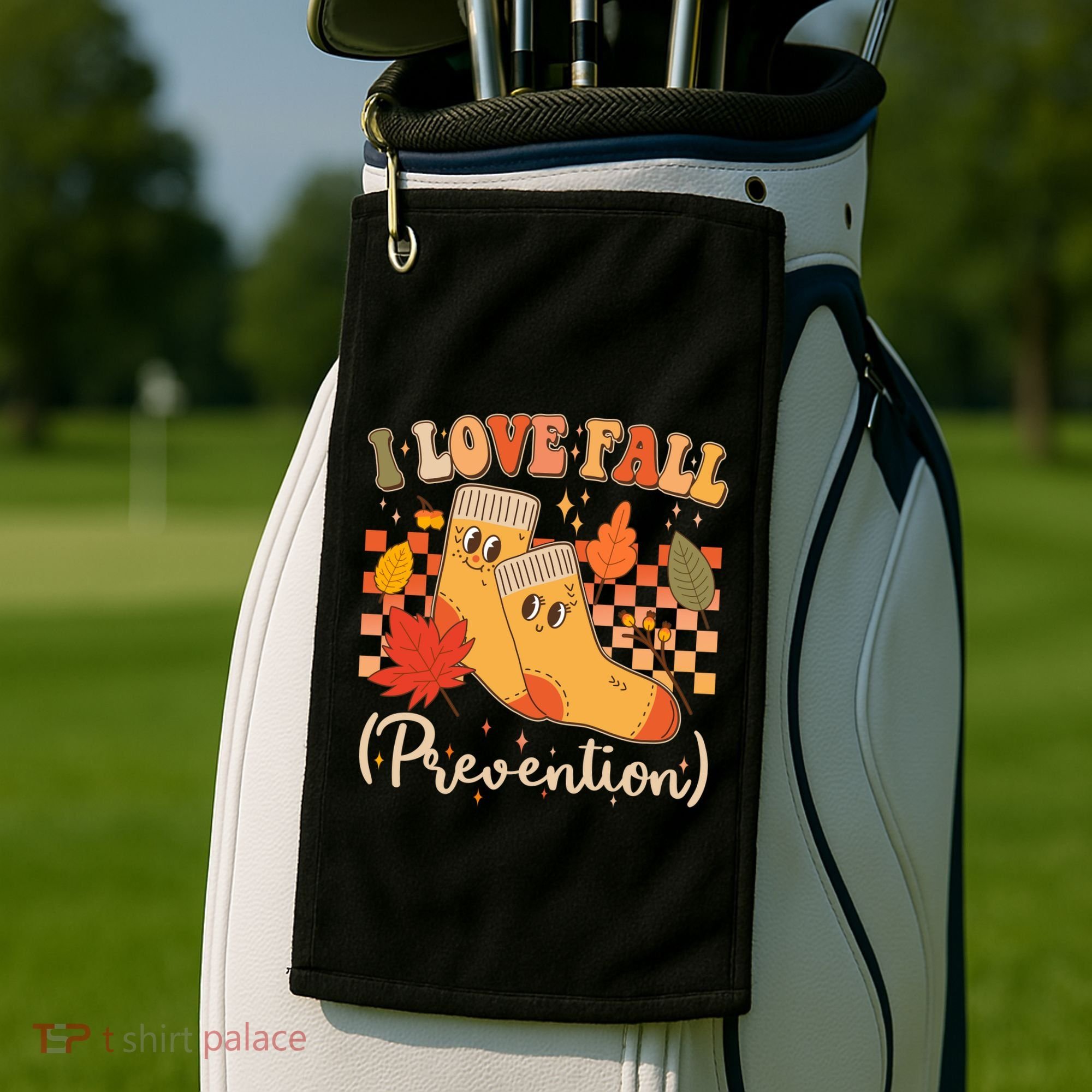 Funny Cute I Love Fall Prevention Retro Cartoon Socks Autumn Lover Golf Towel