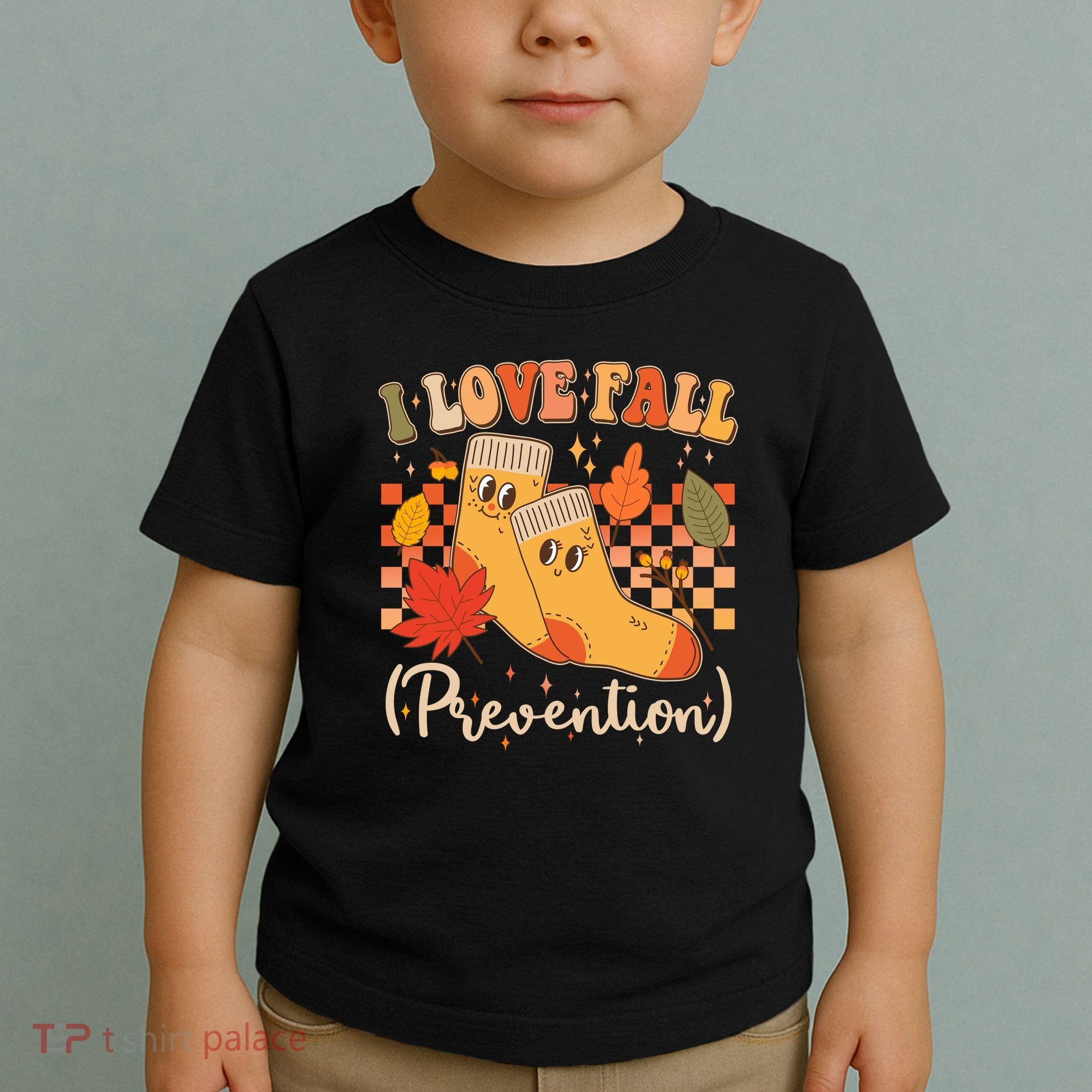 Funny Cute I Love Fall Prevention Retro Cartoon Socks Autumn Lover Toddler T-Shirt