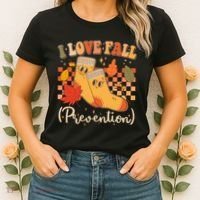 Funny Cute I Love Fall Prevention Retro Cartoon Socks Autumn Lover Women's T-Shirt thumb 2