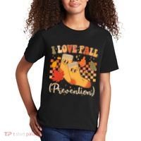 Funny Cute I Love Fall Prevention Retro Cartoon Socks Autumn Lover Kids T-Shirt thumb 2