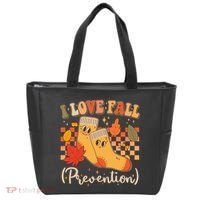 Funny Cute I Love Fall Prevention Retro Cartoon Socks Autumn Lover Tote Bag thumb 0