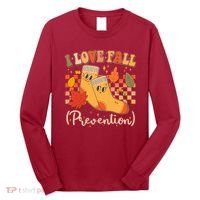 Funny Cute I Love Fall Prevention Retro Cartoon Socks Autumn Lover Long Sleeve Shirt thumb 0