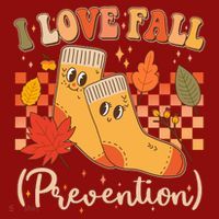 Funny Cute I Love Fall Prevention Retro Cartoon Socks Autumn Lover Long Sleeve Shirt thumb 2
