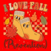 Funny Cute I Love Fall Prevention Retro Cartoon Socks Autumn Lover Santa Hat thumb 1