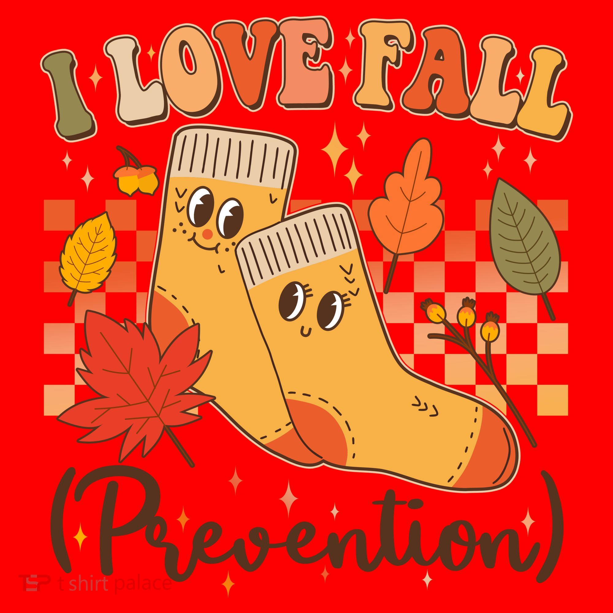 Funny Cute I Love Fall Prevention Retro Cartoon Socks Autumn Lover Santa Hat