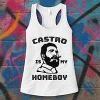 Fidel Castro Is My Homeboy Funny Cuba Women's Tank Top thumb 3