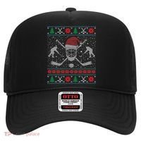 Funny Christmas Ice Hockey Ugly Christmas Cool Gift Hat thumb 0
