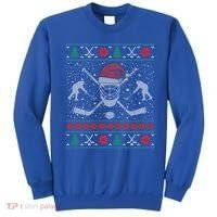 Funny Christmas Ice Hockey Ugly Christmas Cool Gift Sweatshirt thumb 0