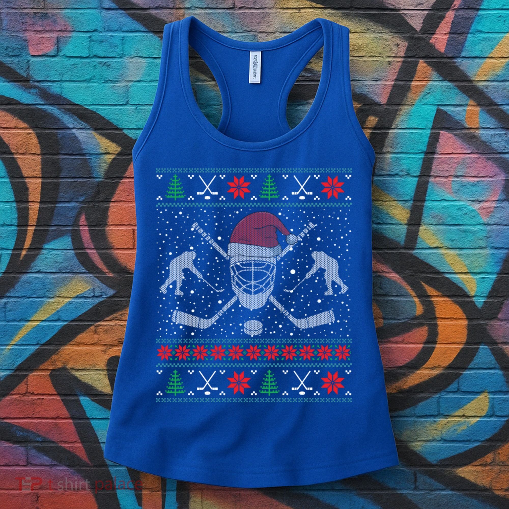 Funny Christmas Ice Hockey Ugly Christmas Cool Gift Women's Tank Top
