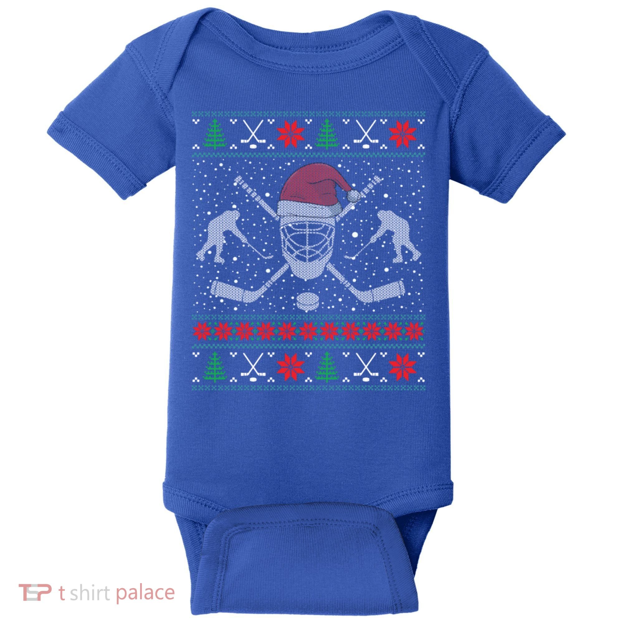 Funny Christmas Ice Hockey Ugly Christmas Cool Gift Baby Bodysuit