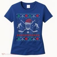 Funny Christmas Ice Hockey Ugly Christmas Cool Gift Women's T-Shirt thumb 0