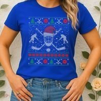 Funny Christmas Ice Hockey Ugly Christmas Cool Gift Women's T-Shirt thumb 2