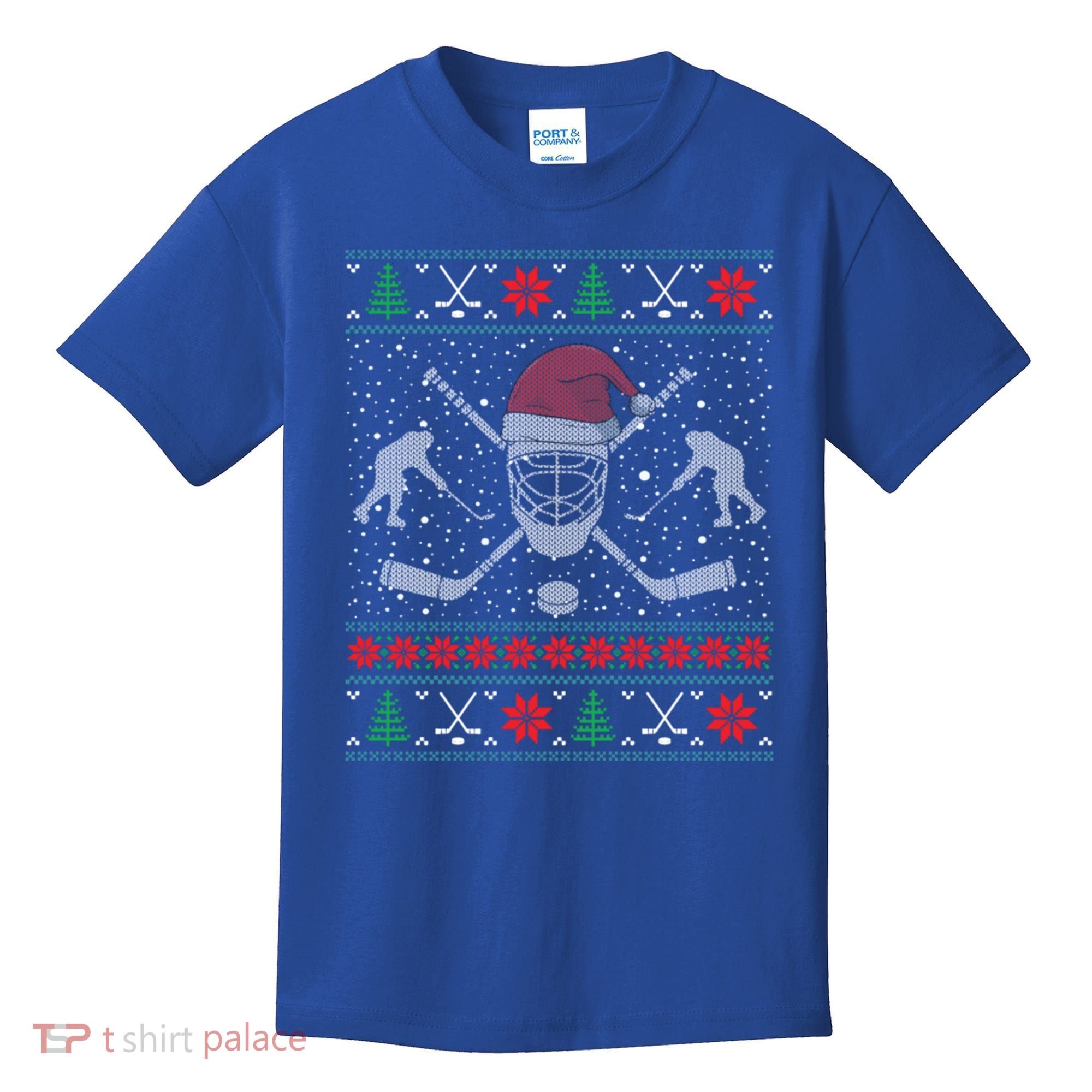 Funny Christmas Ice Hockey Ugly Christmas Cool Gift Kids T-Shirt