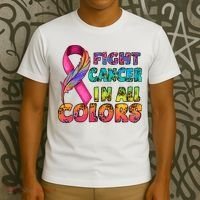 Fight Cancer In All Color Cancer Awareness For Cancer Supporter T-Shirt thumb 3