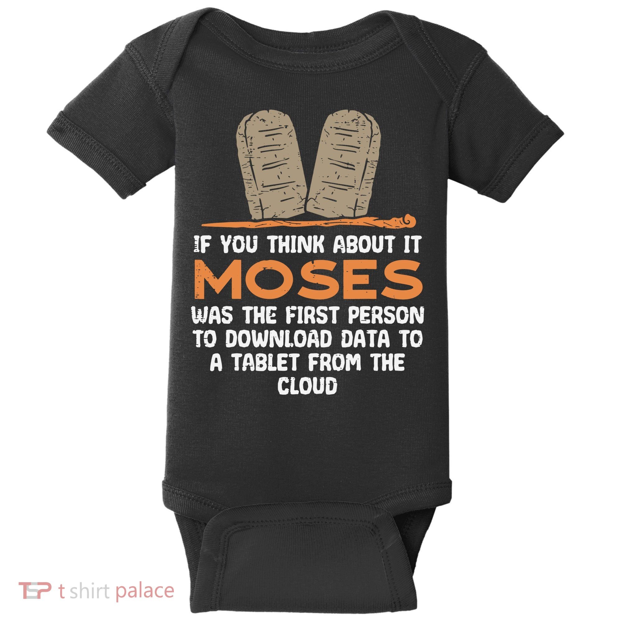 Funny Christian If You Think About It Moses Religious Baby Bodysuit
