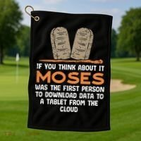 Funny Christian If You Think About It Moses Religious Golf Towel thumb 1